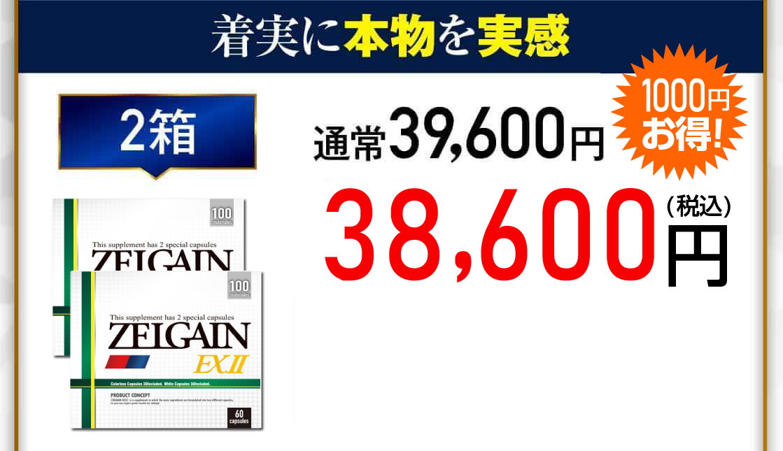 ZELGAIN EXⅡ 2箱 38,600円（税込）1000円お得